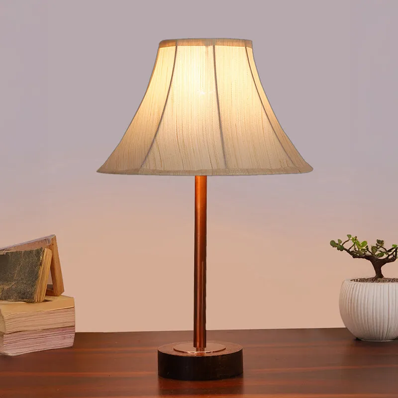Ceylon Arc Rodin Wooden Table Lamp - OffWhite,Copper,Brown media 2
