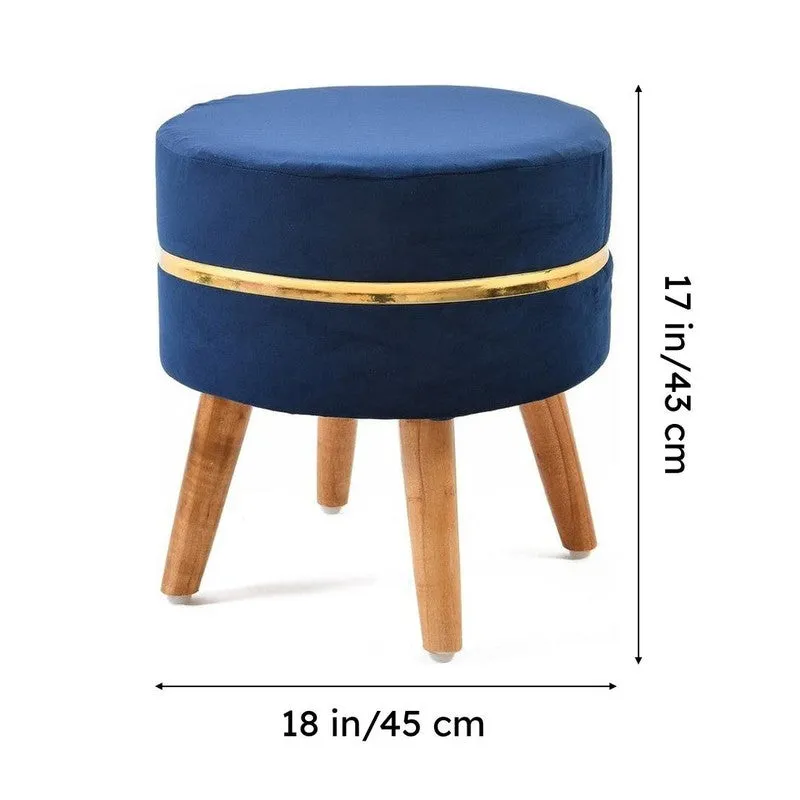 Classic Solid Velvet Ottoman - Blue media 8
