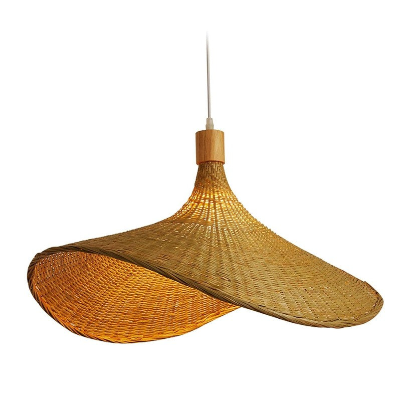 Sunhat Weave Bamboo Cane Ceiling Lamp media 3