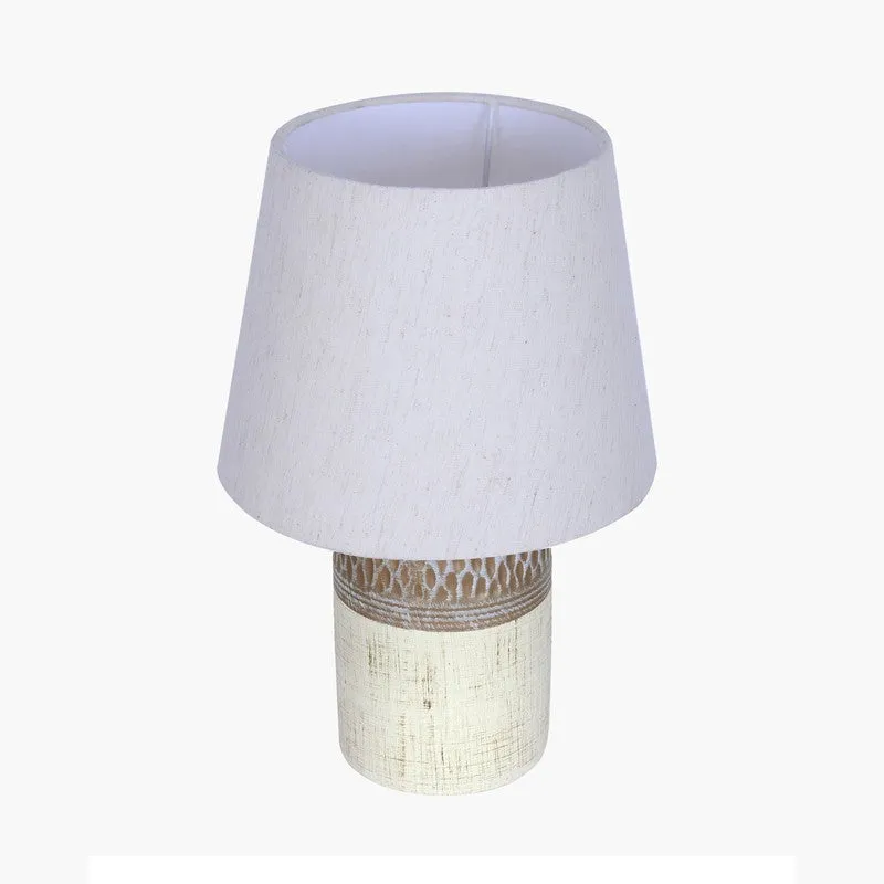 Flexora Ceramic Table Lamp with Fabric Shade - White,Brown media 4