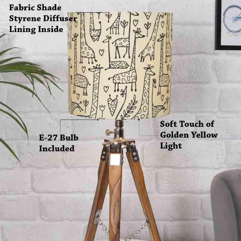 Nordic Tall Tales Wooden Tripod Fabric Table Lamp - Beige,Brown media 3