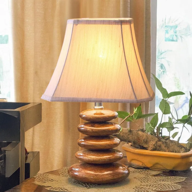 Gloxeva Cotton Table Lamp With Wooden Base - Off White media 3