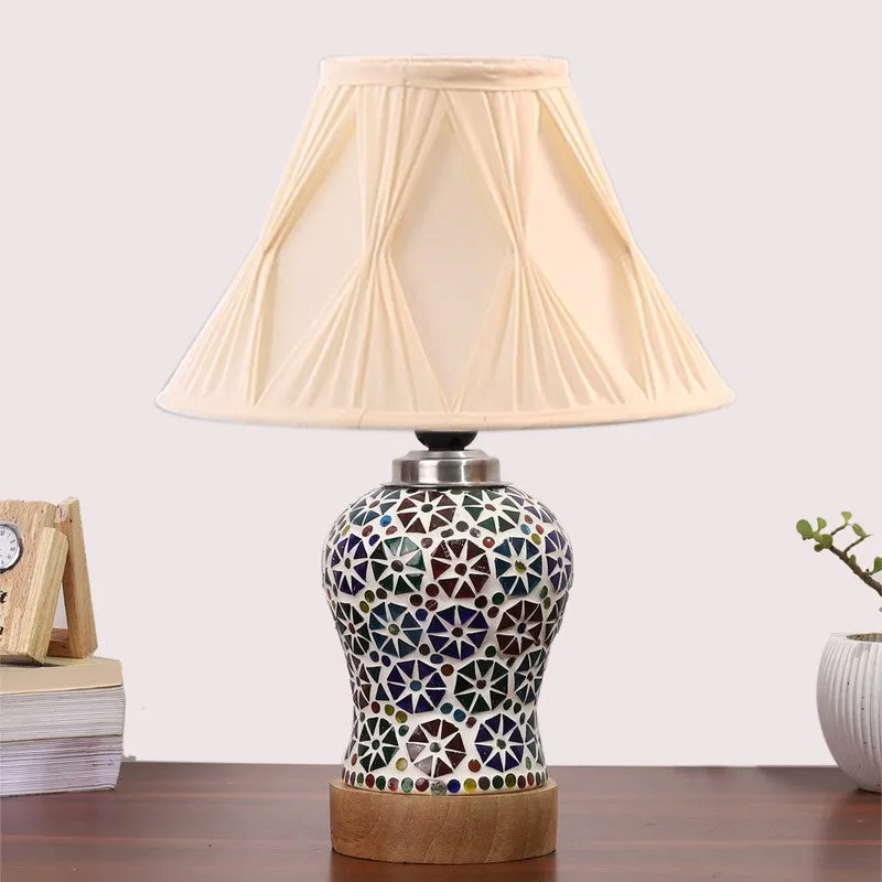 Astrona Smocked Wooden Table Lamp - Multicolor media 4