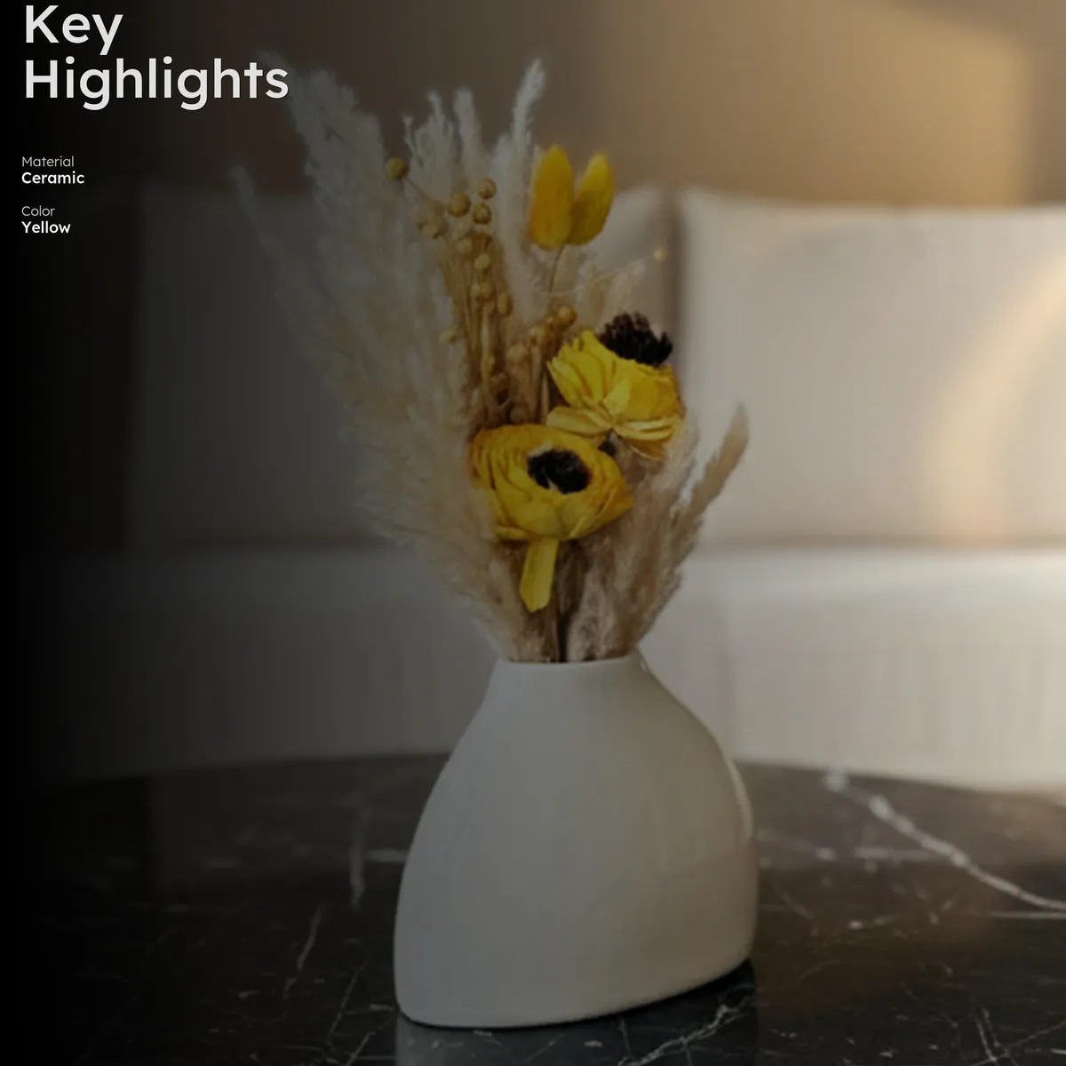 JoyBloom Artificial Flower with Ceramic Pot - Yellow media 2