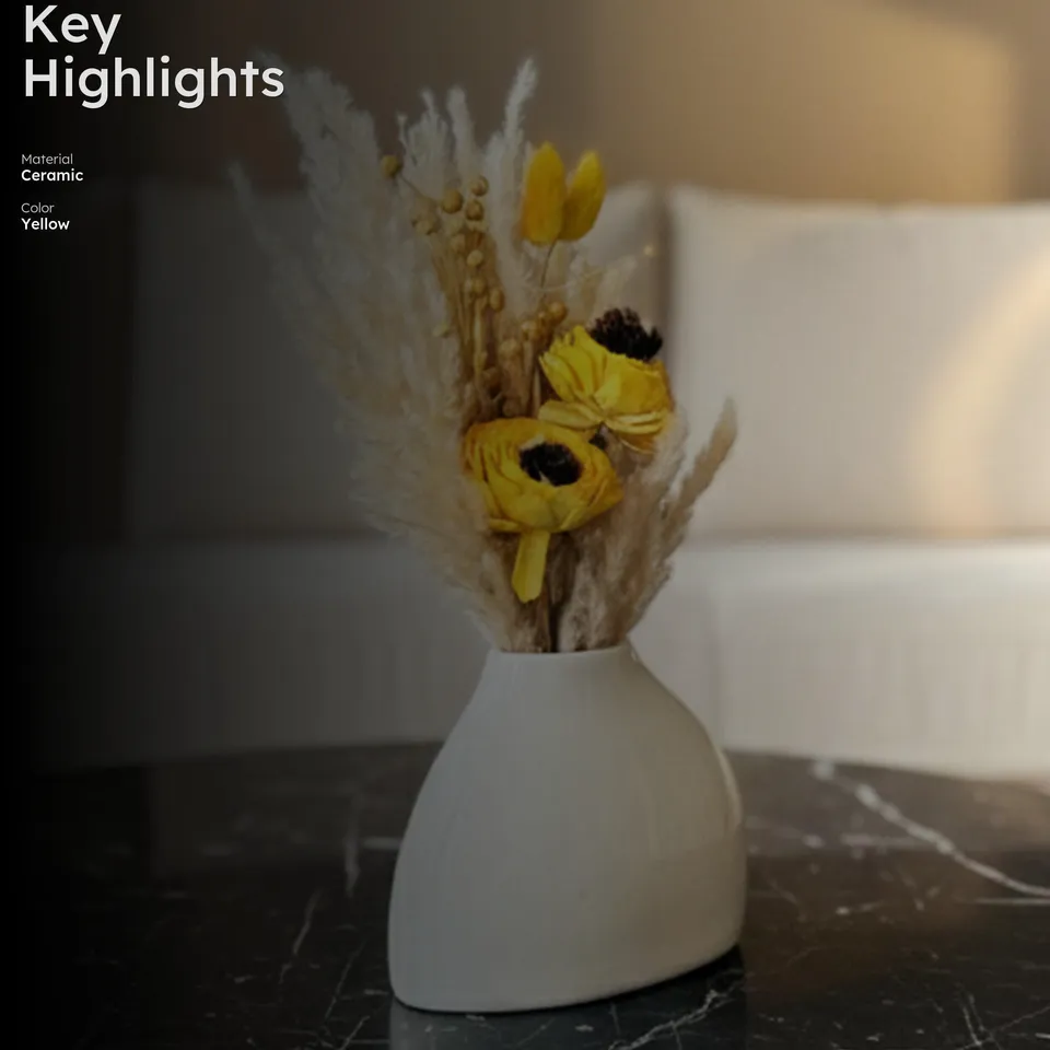 JoyBloom Artificial Flower with Ceramic Pot - Yellow media 2