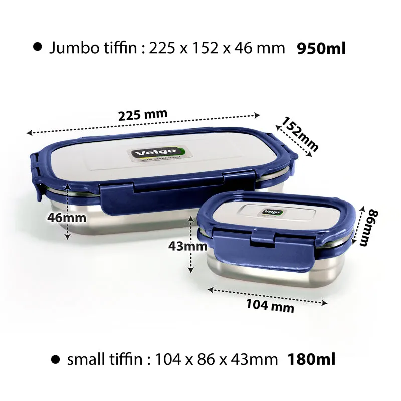 Delico Pack Blue Lunch Box With Insulated Pouch (775 /150 mL) - Three Piece Set media 12