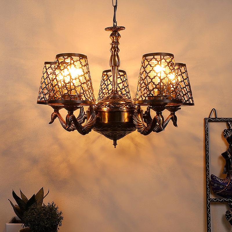 Enva Etched Mayoor Golden Antique Ceiling Lamp