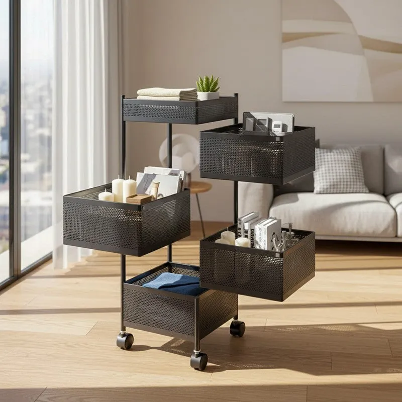 Sleek Black Metal Swing Out Basket Rack media 1