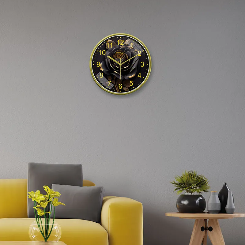 Noir Rosa Plastic Analog Wall Clock media 6