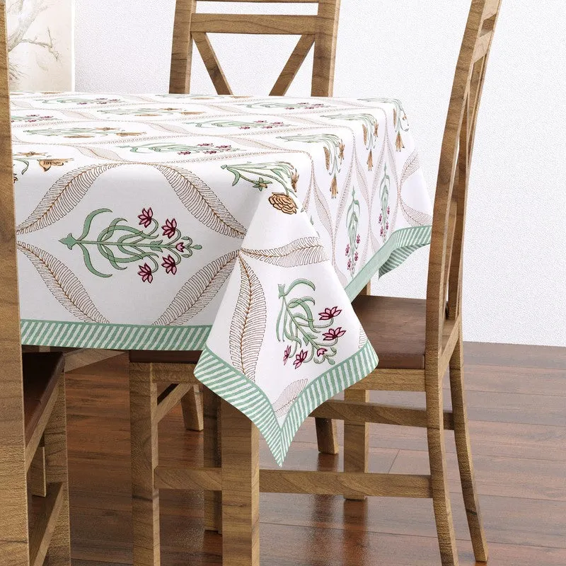 SignatureWhite Cotton Table Cover - Pink,Beige media 3