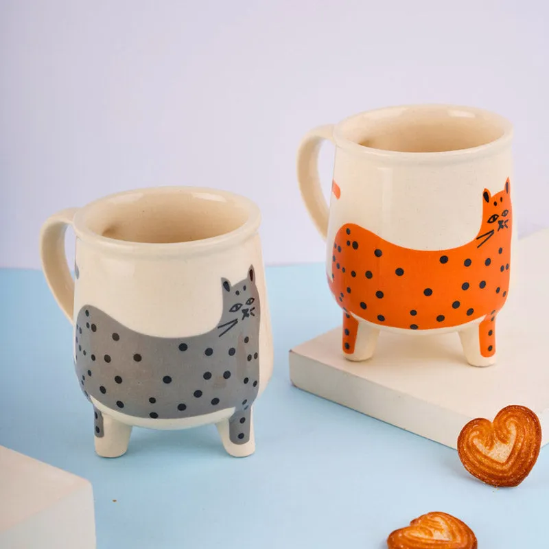 Polka Ceramic Coffee Mug (250 mL Each) - Set of Two media 3