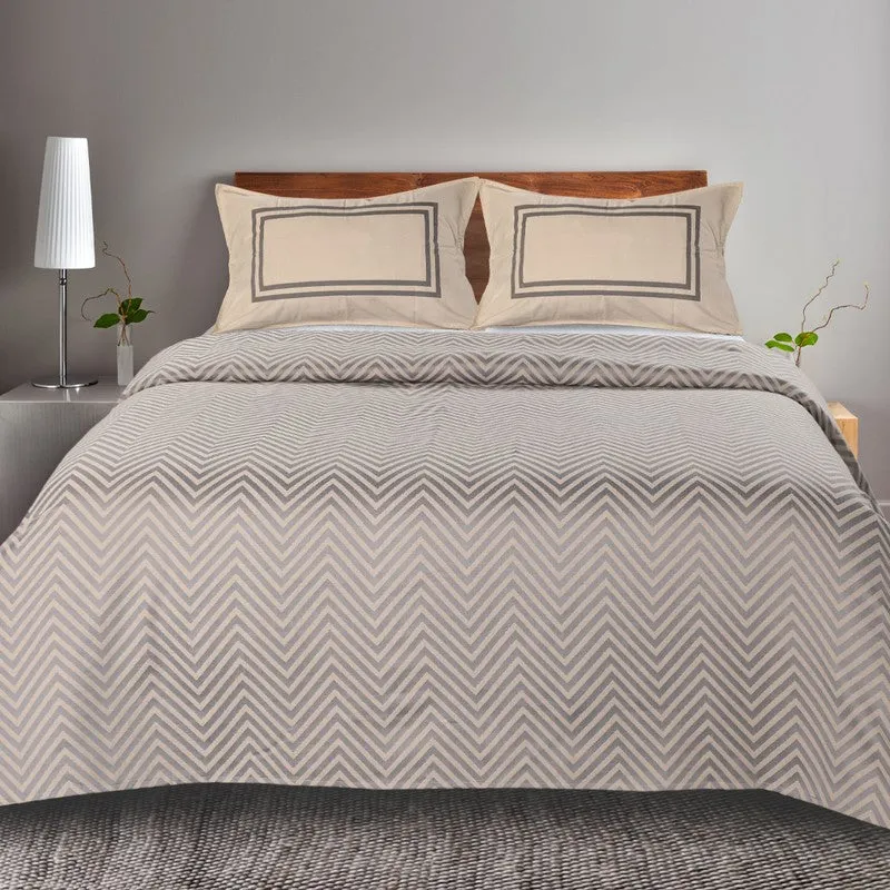 Wave Whisper Cotton Bedsheet (Grey) - 224 TC media 3