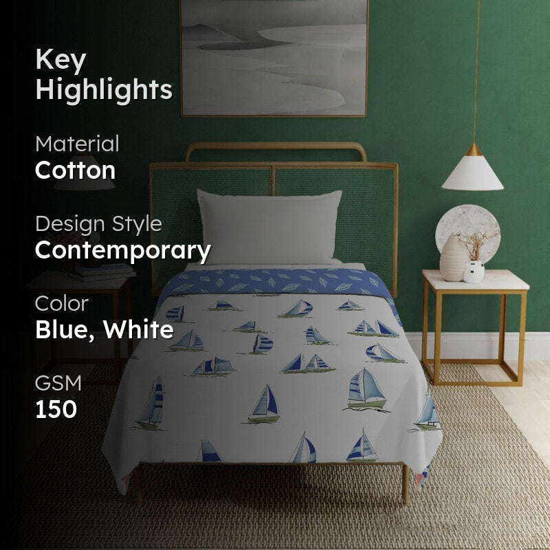 Urban Space Seaside Boat Reversible Blanket - Blue media 2