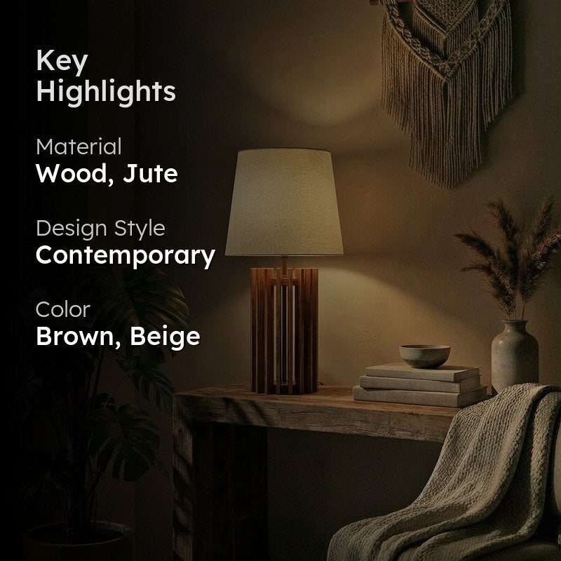 TranquilShade Wooden Table Lamp - Brown media 2