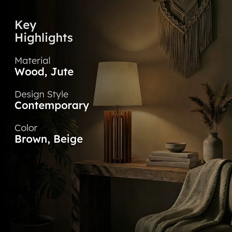 TranquilShade Wooden Table Lamp - Brown media 2