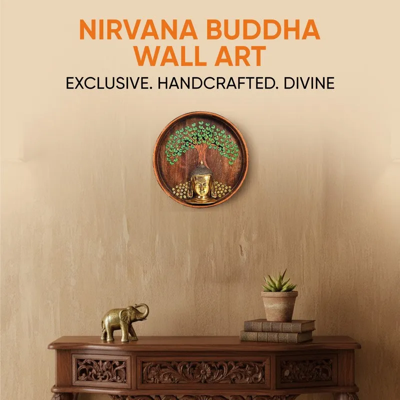 Meditating Buddha Round Mango Wood Wall Accent media 5