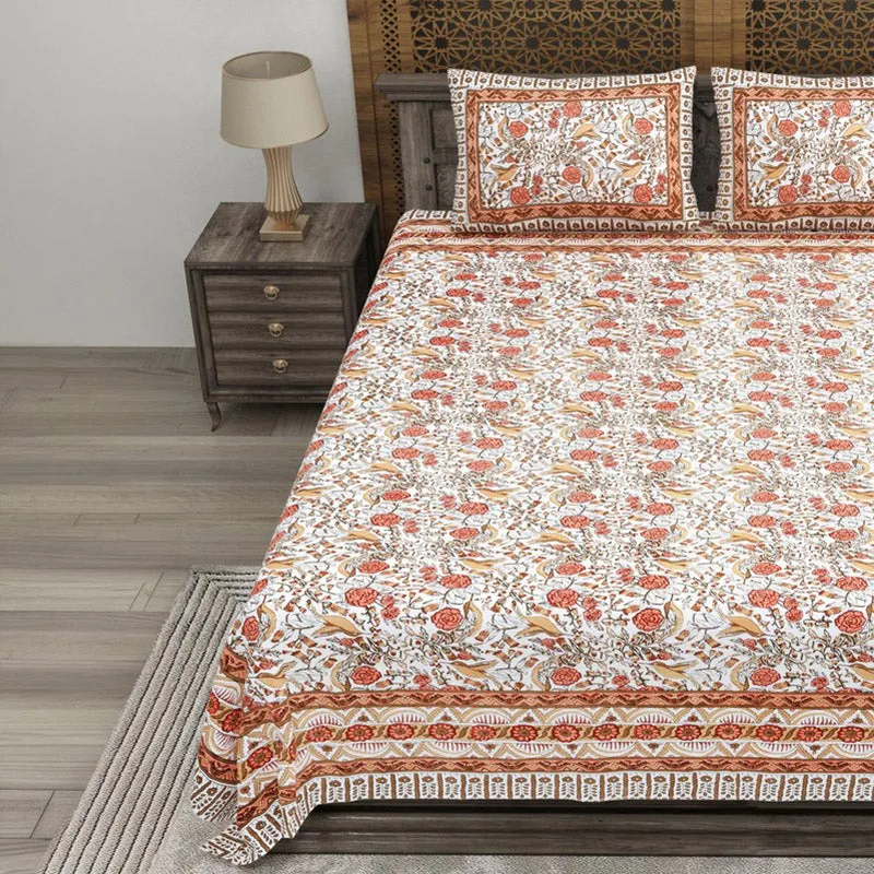 Formum Cotton Bedsheet (Rust,White) - 240 TC media 3