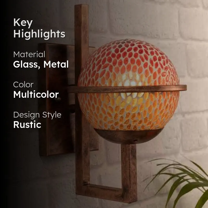 Mosaic Moon Glass & Metal Wall Lamp media 2
