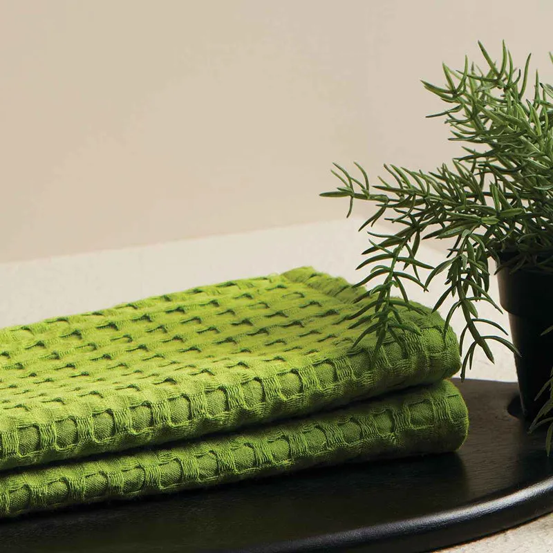 Haimi Textured Waffle Towel Combo (Green) - Four Piece Set media 1