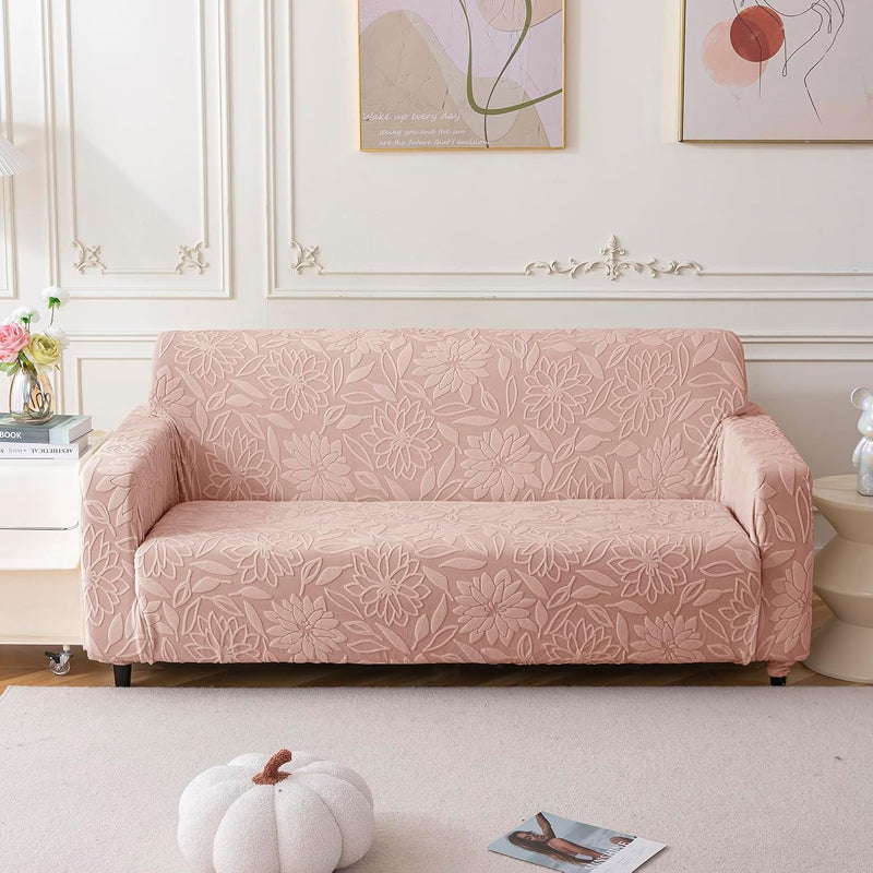 Armor Jacquard Floral Polyester Sofa Cover - Pink media 7