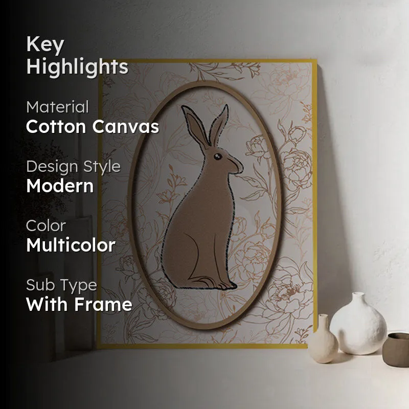 Bunny Vines Wall Art with Gold Frame media 2