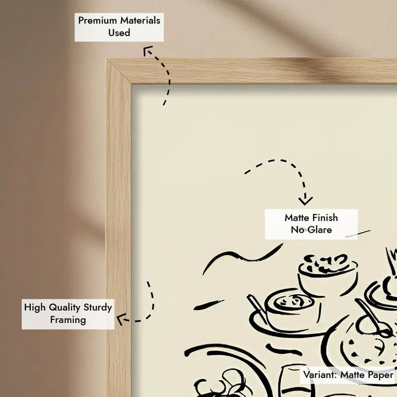 Abstract Dining Archival Canvas Wall Art - Brown media 9
