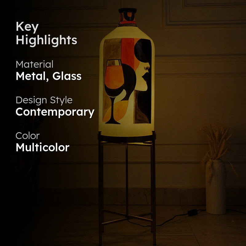 Drink'o Clock Hand Painted Glass Floor Lamp With Stand media 2
