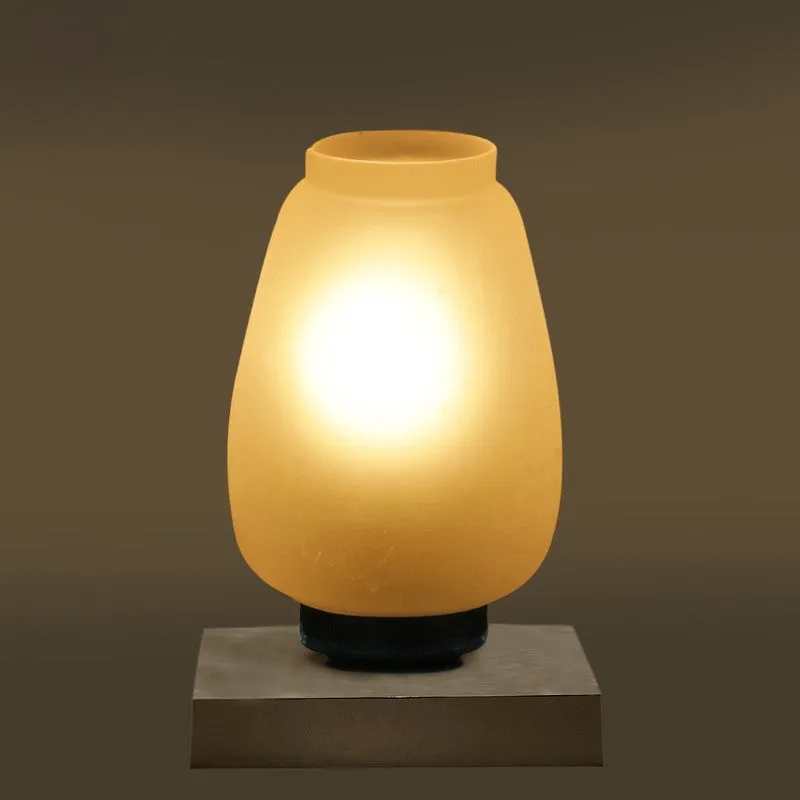 Glazone Glass Table Lamp With Wooden Base - White media 8