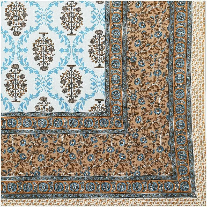 Floraa Cotton Bedsheet (Brown,Blue) - 240 TC media 7