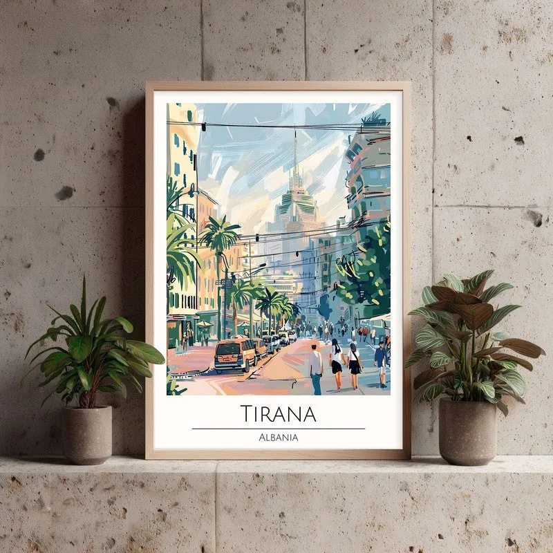 Vintage Tirana Framed Canvas Archival Canvas Wall Painting - Natural Brown Frame media 3