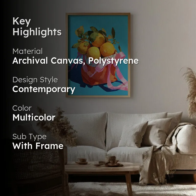 Zesty Vivid Canvas Wall Painting - Brown Frame media 2