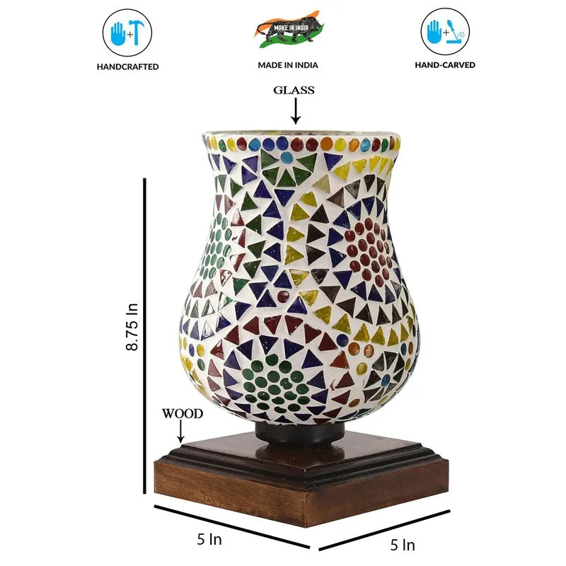 Chroma Mosaic Glass Table Lamp With Wooden Base - Multicolor media 9