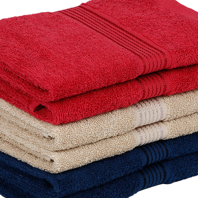 Eva Quick Dry Hand Towel (Red/Taupe/Navy Blue) - Set Of Six media 3