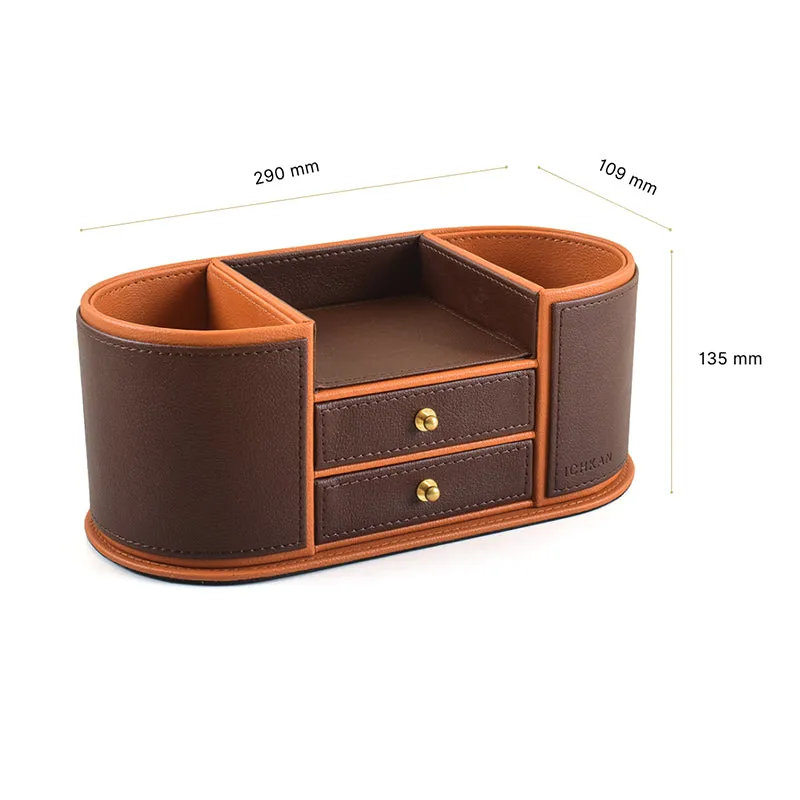 Tisca Curve Faux Leather Desk Organizer - Brown media 9