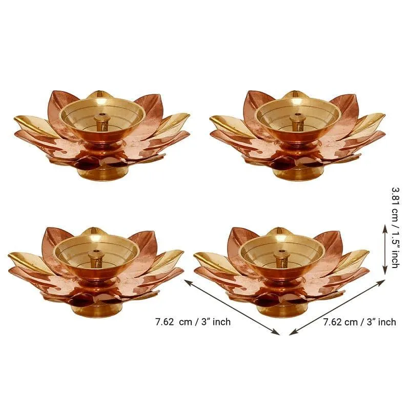 Lotus Bloom Brass Diya - Set Of Four media 4