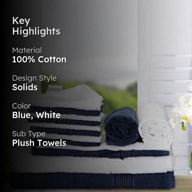 Comfora Towel Set (White,Blue) - Fourteen Piece Set media 2