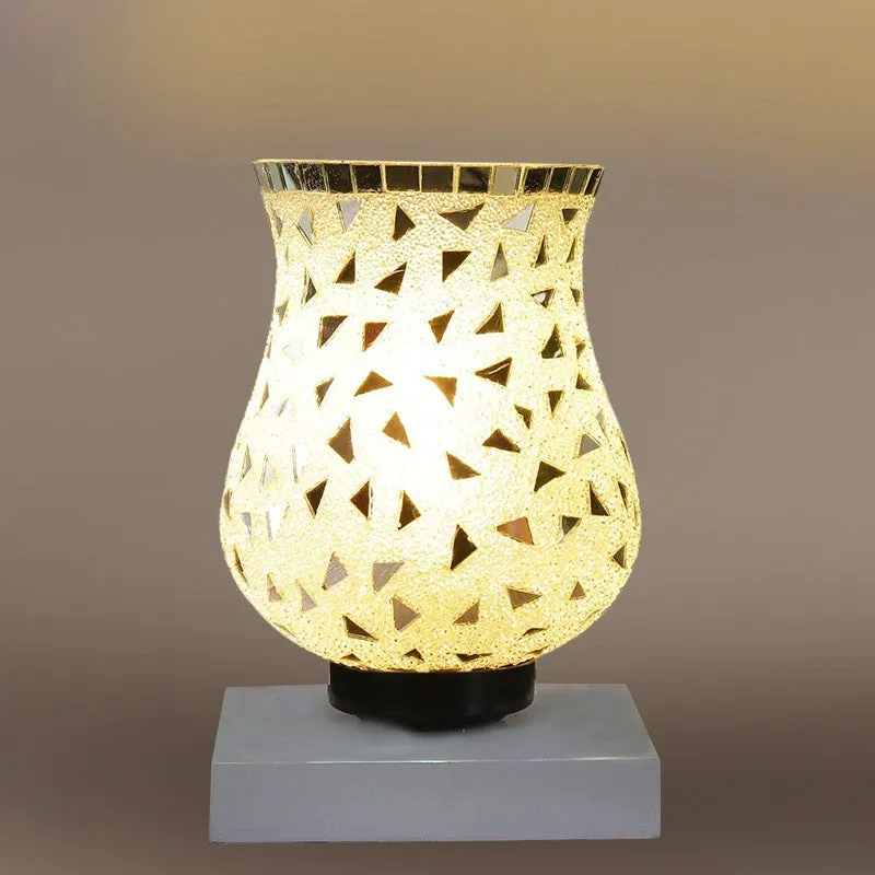 Glimelle Mosaic Glass Table Lamp With Wooden Base - Multicolor media 7