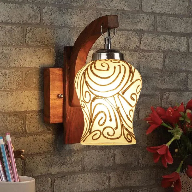 Dila Forma Mosaic Glass & Wooden Wall Lamp media 1
