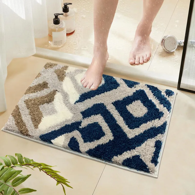 Fluffy Diamonds Microfiber Bath Mat - Teal media 1
