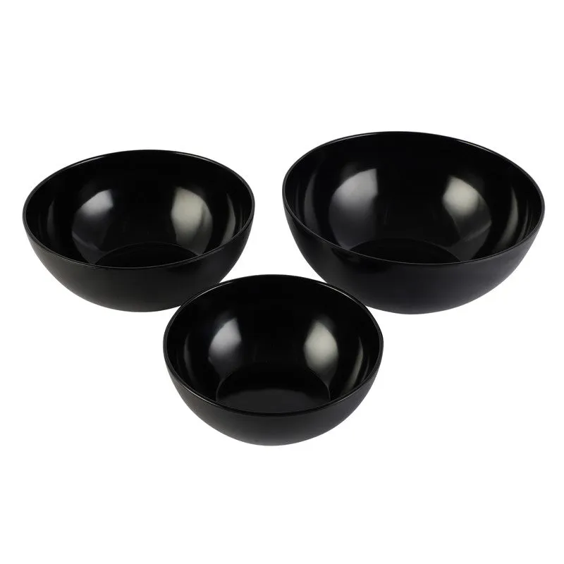 Noire Black Melamine Serving Bowls (3800 mL/2600 mL/1500 mL) - Set Of Three media 3
