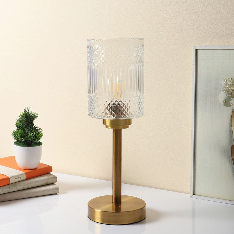 Beloria Elegant Mild Steel Table Lamp - Gold,Transparent media 4