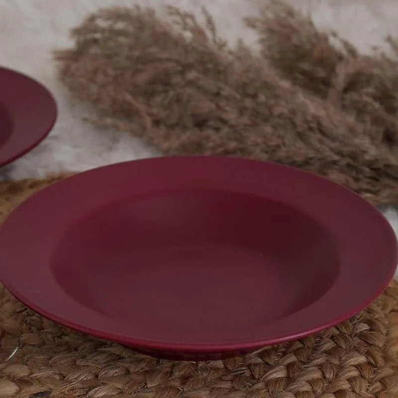 Rubeena Maroon Pasta Plate - Set Of Two media 1