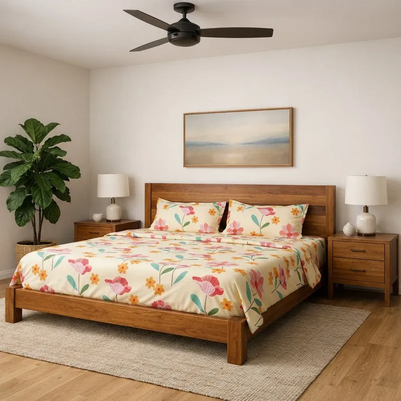Floral Stories Microfiber Bedsheet  - 125 GSM media 1