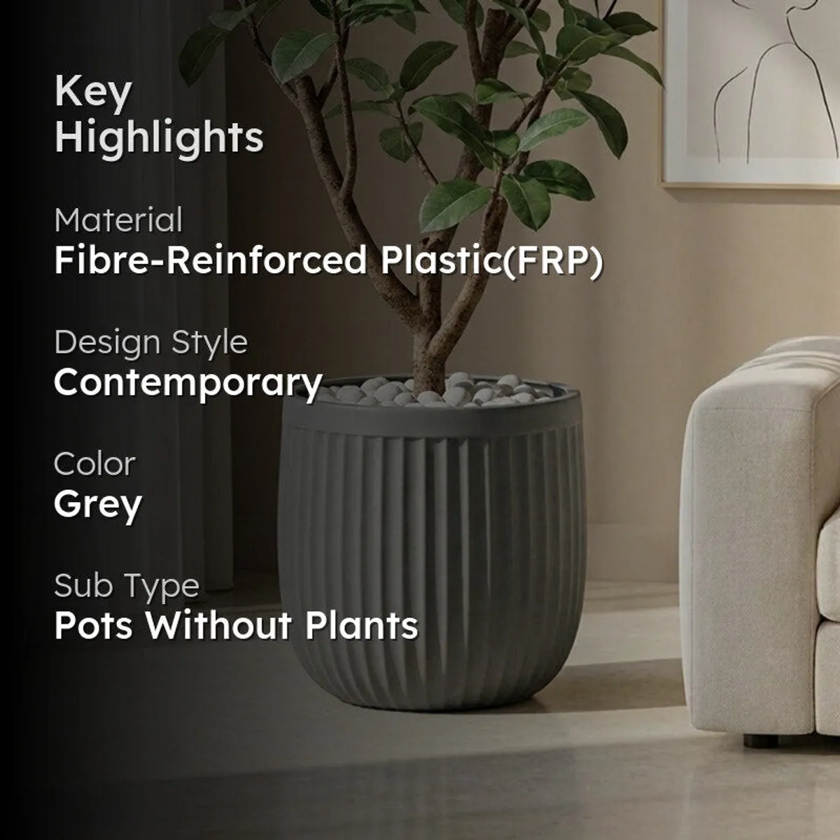 Aurelith Floor Planter - Grey - 2