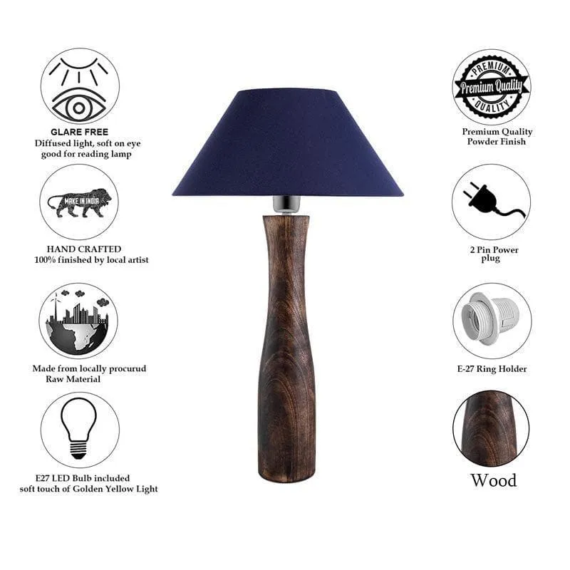 Harmony Glimpse Fabric Table Lamp With Conical Shade - Blue,Brown media 6