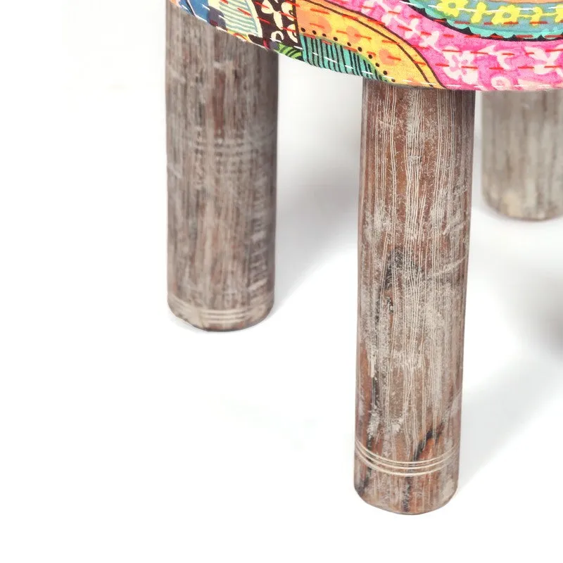 Qavex Sheesham Wooden Stools (Multicolor) - Set Of Two media 6