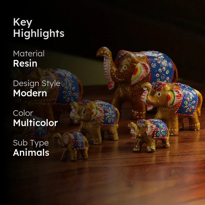 Saptamriga Tusk Handpainted Resin showpiece - Seven Piece Set media 2