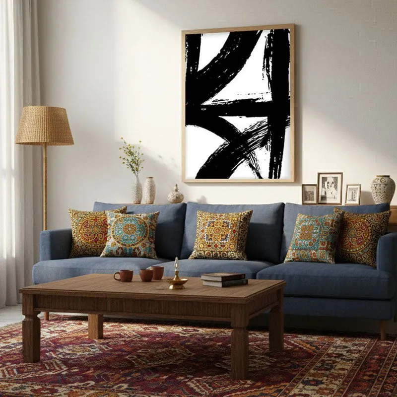 Strokes Of Shadow Framed Canvas Archival Canvas Wall Painting - Natural Brown Frame media 3