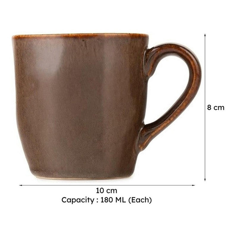 Elowen Porcelain Tea Cup (180 mL Each,Brown) - Set Of Six media 9