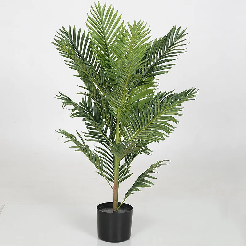 Faux Areca Palm Tree With Black Plastic Pot - 2.9 Feet media 4